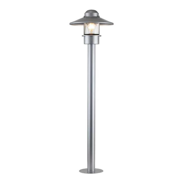 Elstead Klampenborg Silver Outdoor Bollard Light With Clear Glass - IP44 - Coastal Suitable