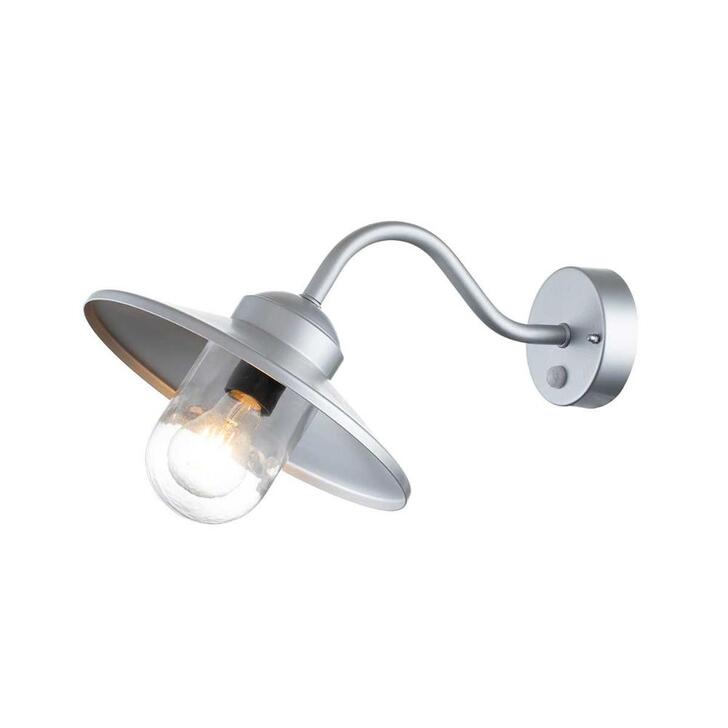 Elstead Klampenborg Silver Outdoor Wall Light With Pir Sensor And Clear Glass - IP44 - Coastal Suitable