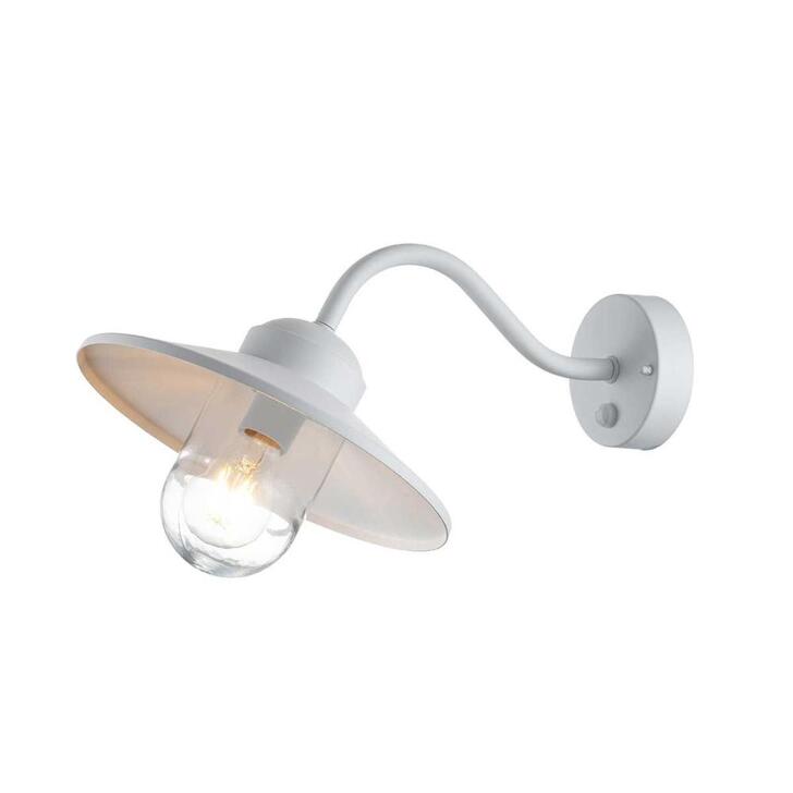 Elstead Klampenborg White Outdoor Wall Light With Pir Sensor And Clear Glass - IP44 - Coastal Suitable