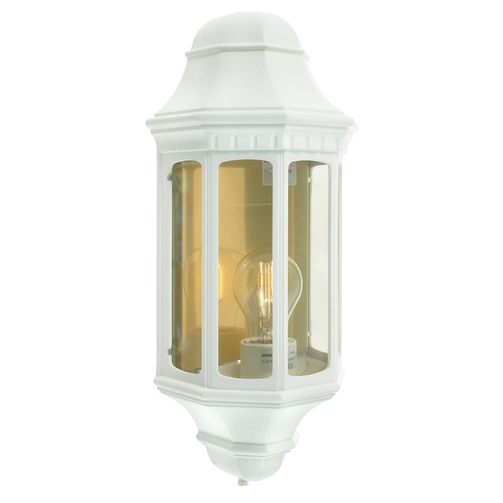 Elstead Malaga Aluminium Outdoor White Half Wall Lantern Complete With Clear Polycarbonate Lens - IP54 - Coastal Suitable