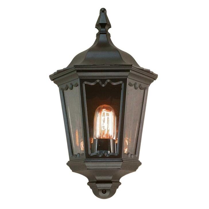 Elstead Medstead Black Exterior Flush Wall Lantern Light With Clear Glass - IP44