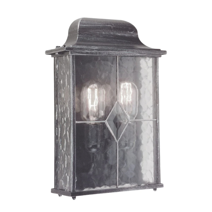 Elstead Wexford Aluminium 2 Light Outdoor Wall Light Complete With Leaded Glass - IP23