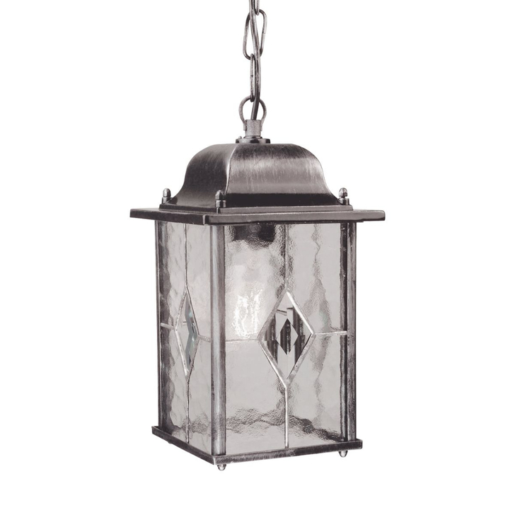 Elstead Wexford Aluminium Outdoor Chain Lantern Lantern Complete With Leaded Glass - IP23