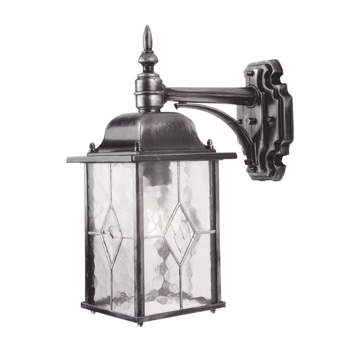 Elstead Wexford Aluminium Outdoor Downward Facing Wall Lantern Complete With Leaded Glass - IP23