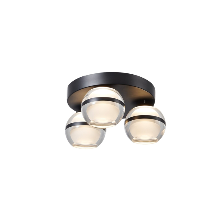 Everly Black 3 Light Flush Led Ceiling Light - 3500K