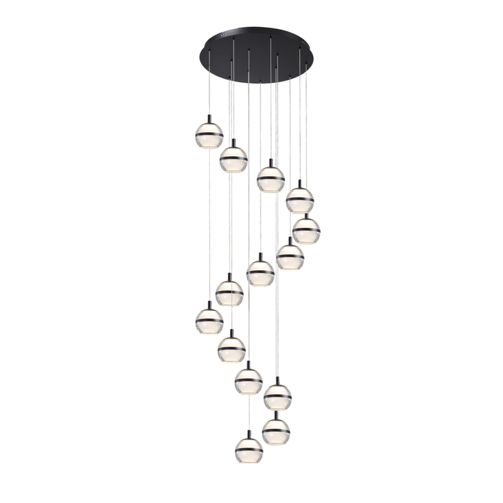 Everly Black Finish 14 Light Led Cluster Pendant Light - 3500K
