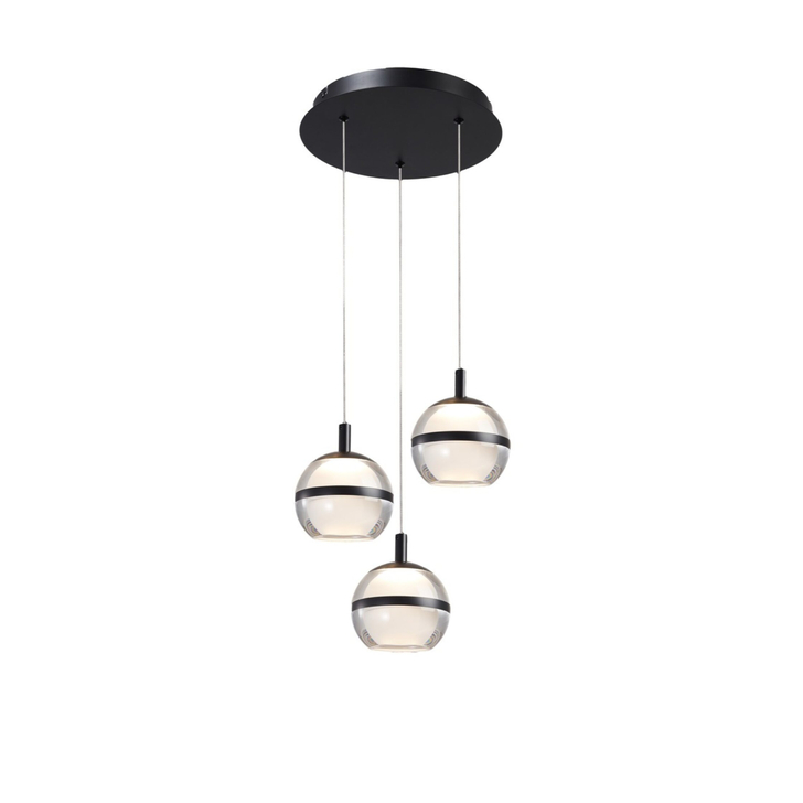 Everly Black Finish 3 Light Led Cluster Pendant Light - 3500K
