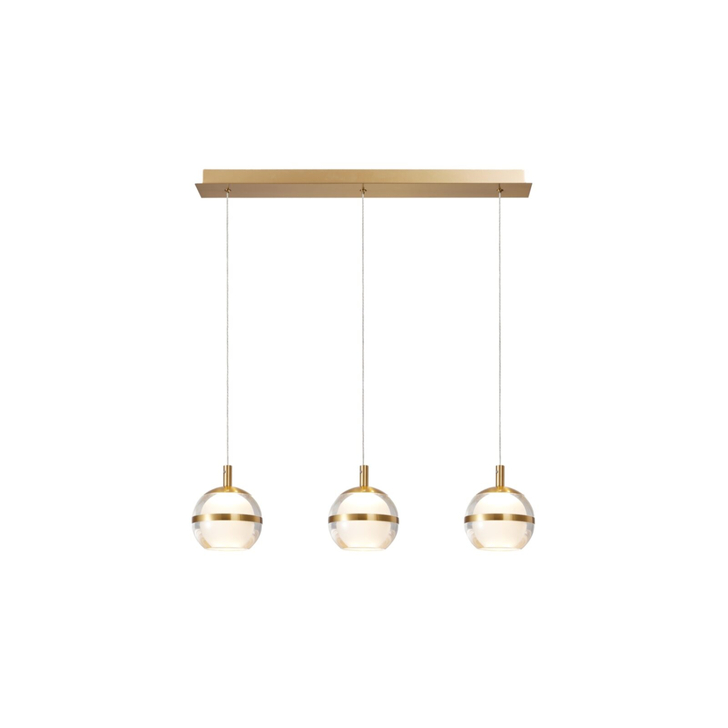 Everly Gold Finish 3 Light Led Linear Bar Pendant Light - 3500K