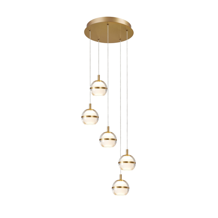 Everly Gold Finish 5 Light Led Cluster Pendant Light - 3500K