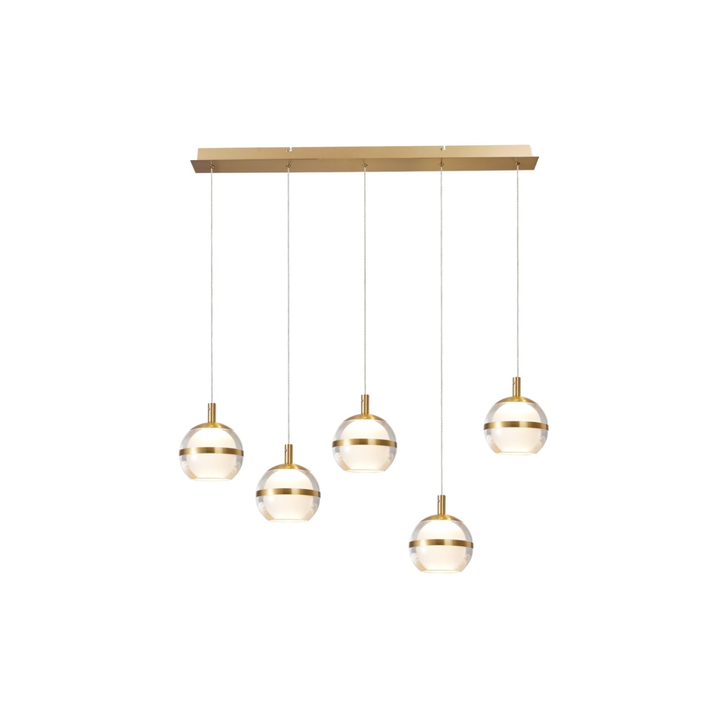 Everly Gold Finish 5 Light Led Linear Bar Pendant Light - 3500K