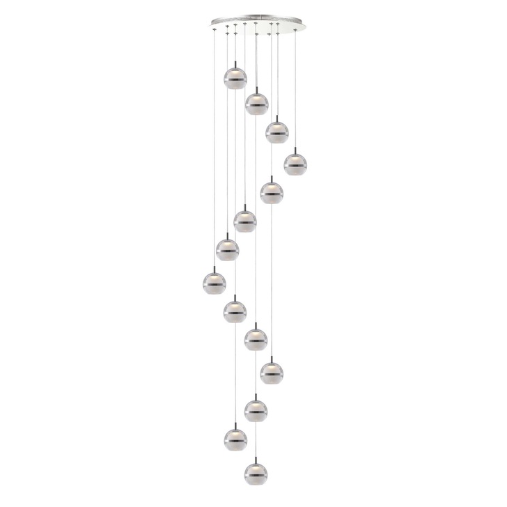 Everly Polished Chrome 14 Light Led Cluster Stairway Pendant - 3000K