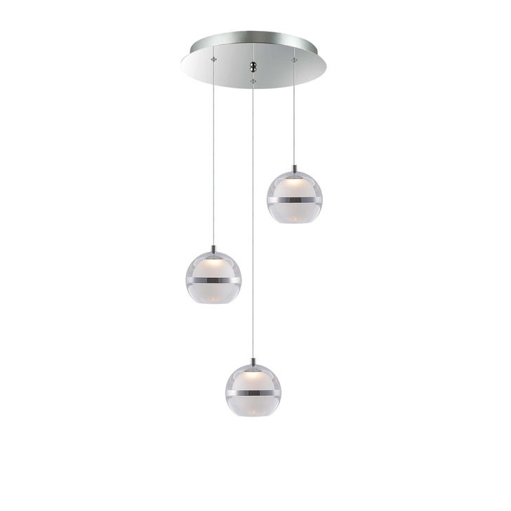 Everly Polished Chrome 3 Light Led Cluster Pendant - 3000K