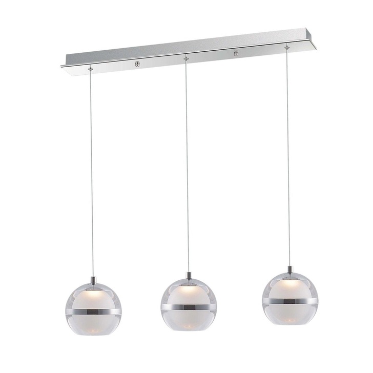 Everly Polished Chrome 3 Light Led Linear Bar Pendant - 3000K