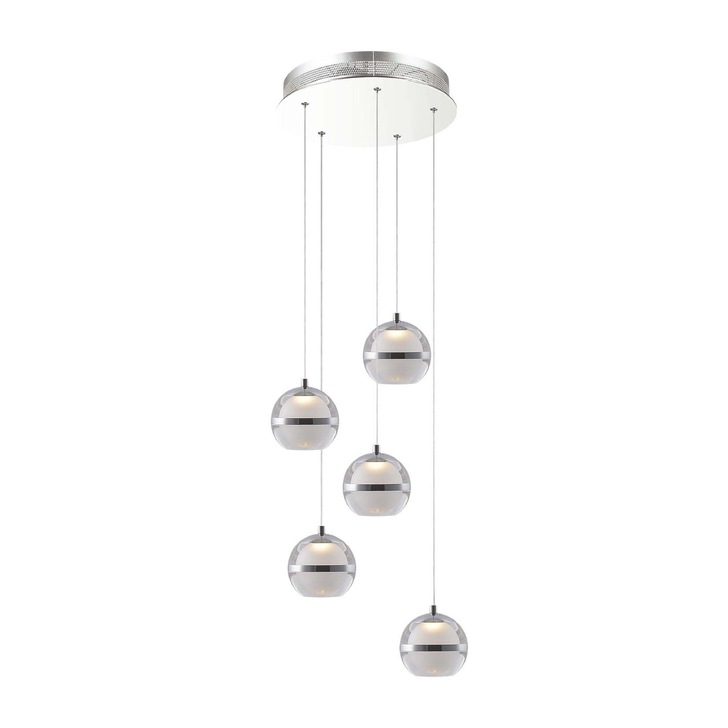 Everly Polished Chrome 5 Light Led Cluster Pendant - 3000K