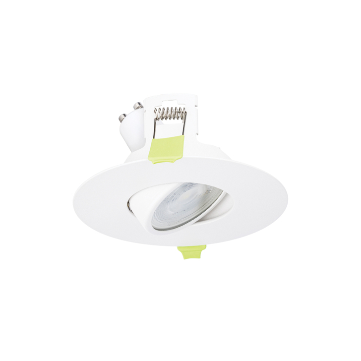 Evofire Maxi Ultra Slim 110mm White Round Tiltable Fire Rated Ip20 Downlight - 70-100mm Cut Out  - Gu10