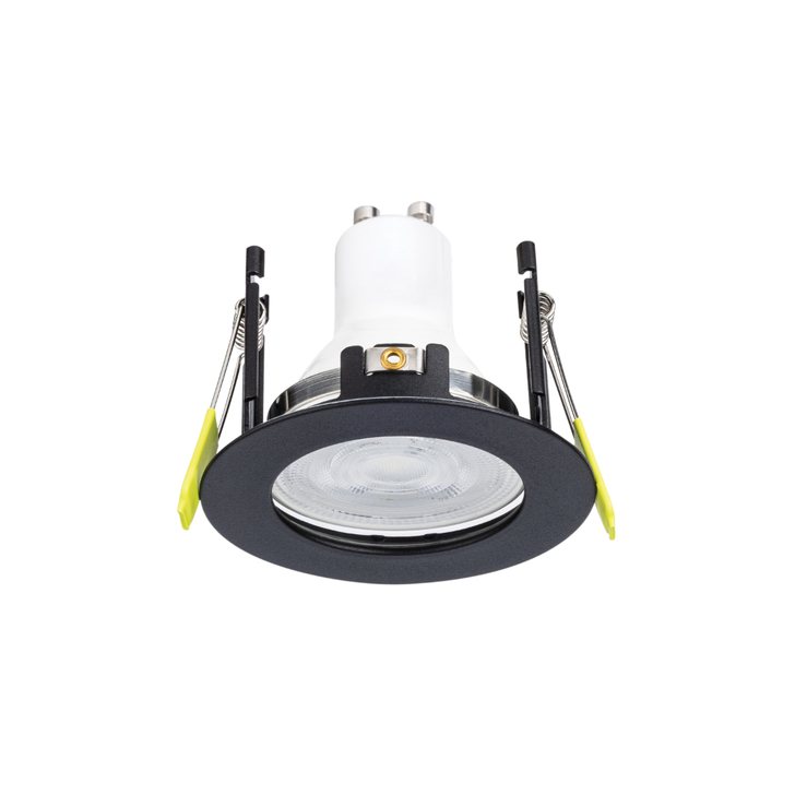 Evofire Midi Ultra Slim 72mm Black Round Fixed Fire Rated Ip65 Downlight - 60mm Cut Out  - Gu10