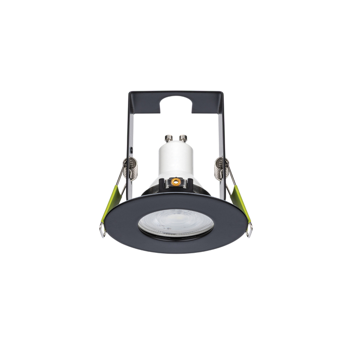 Evofire Midi Ultra Slim 85mm Black Fixed Fire Rated Ip65 Downlight With Insulation Guard - 70mm Cut Out  - Gu10