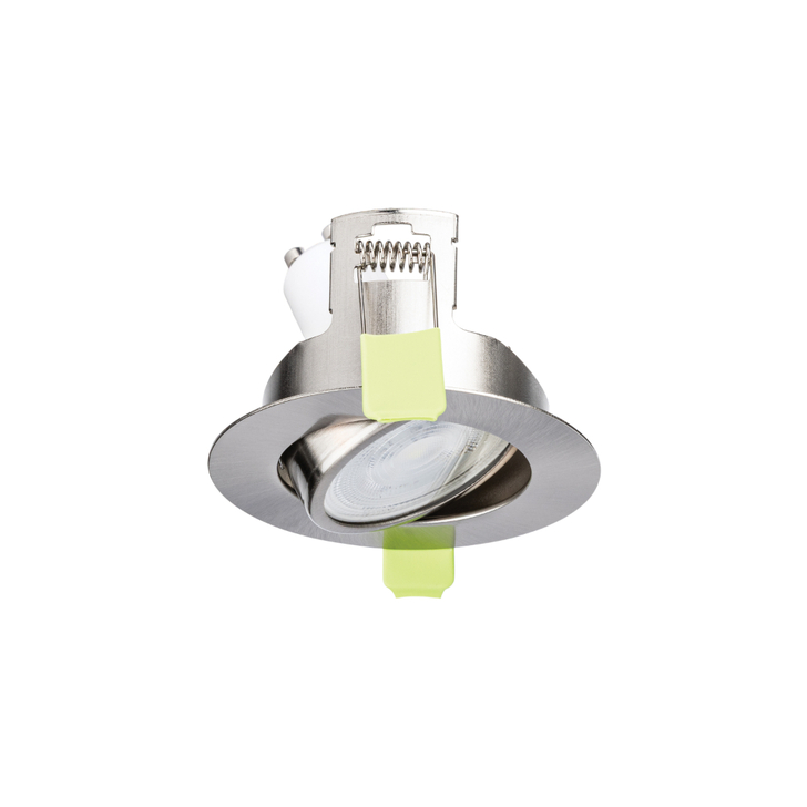 Evofire Midi Ultra Slim 85mm Satin Nickel Tiltable Fire Rated Ip20 Downlight - 85mm Cut Out  - Gu10