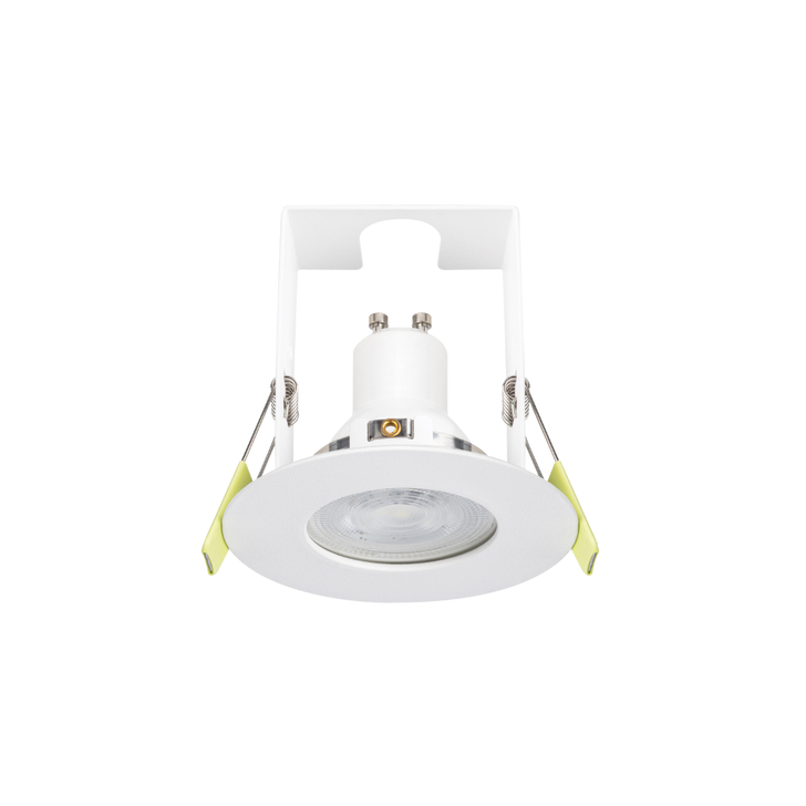 Evofire Midi Ultra Slim 85mm White Fixed Fire Rated Ip65 Downlight With Insulation Guard - 70mm Cut Out  - Gu10 - 3 Pack