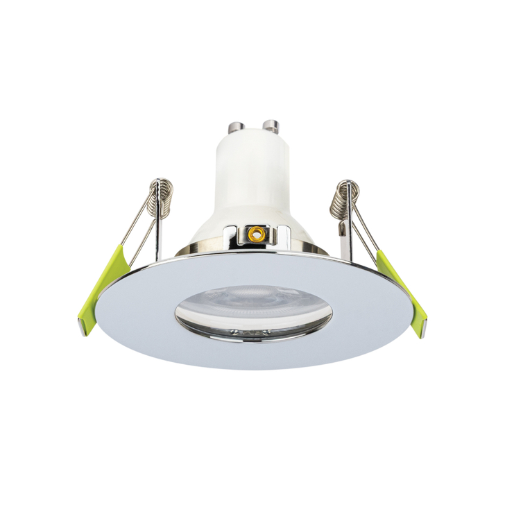 Evofire Midi Ultra Slim 92mm Polished Chrome Fixed Fire Rated Ip65 Downlight - 70-85mm Cut Out  - Gu10