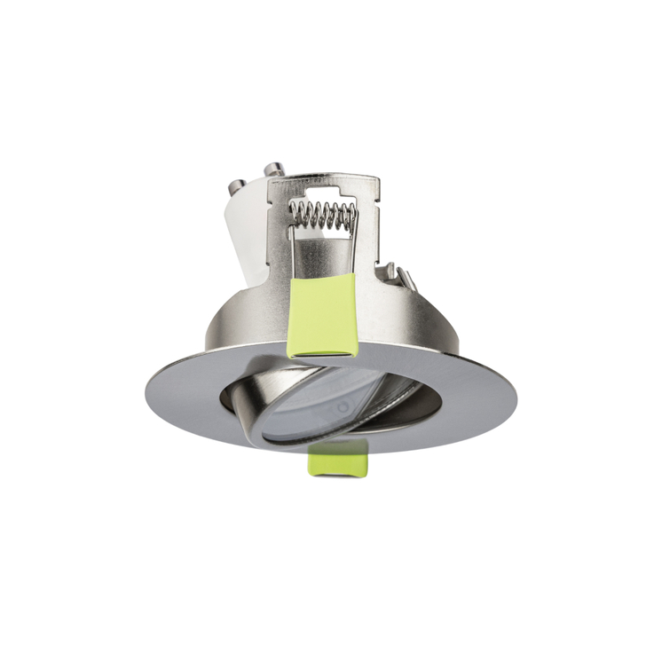 Evofire Midi Ultra Slim 92mm Satin Nickel Round Tiltable Fire Rated Ip20 Downlight - 70-85mm Cut Out  - Gu10