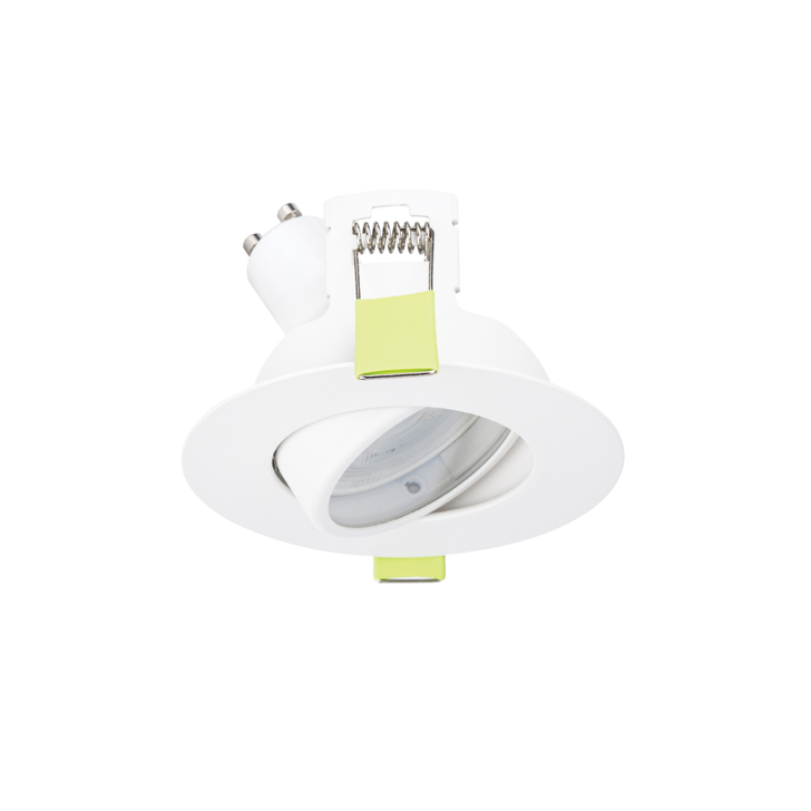 Evofire Midi Ultra Slim 92mm White Round Tiltable Fire Rated Ip20 Downlight - 70-85mm Cut Out  - Gu10