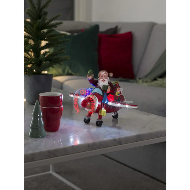 Fiber Optic Plane with Santa, Touch Sensor, 8 Led B/O