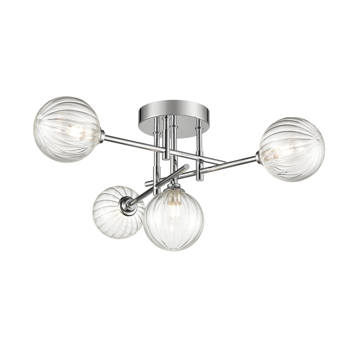 Franklite Abstraction Chrome 4 Light Semi-Flush Bathroom Ceiling Light - IP44