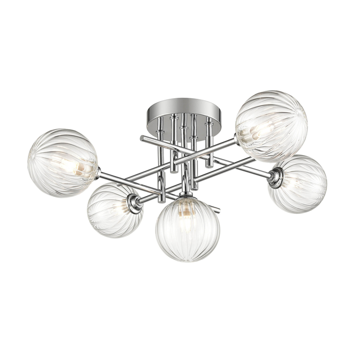 Franklite Abstraction Chrome 5 Light Semi-Flush Bathroom Ceiling Light - IP44