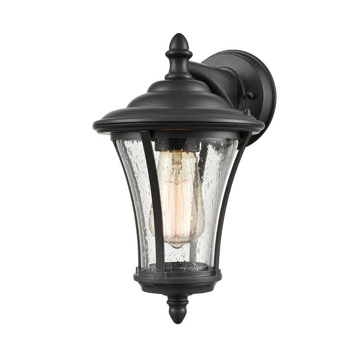 Franklite Alfresco Downward Facing Exterior Wall Light In Charcoal Finish Complete With Raindrop Effect Glass - IP44