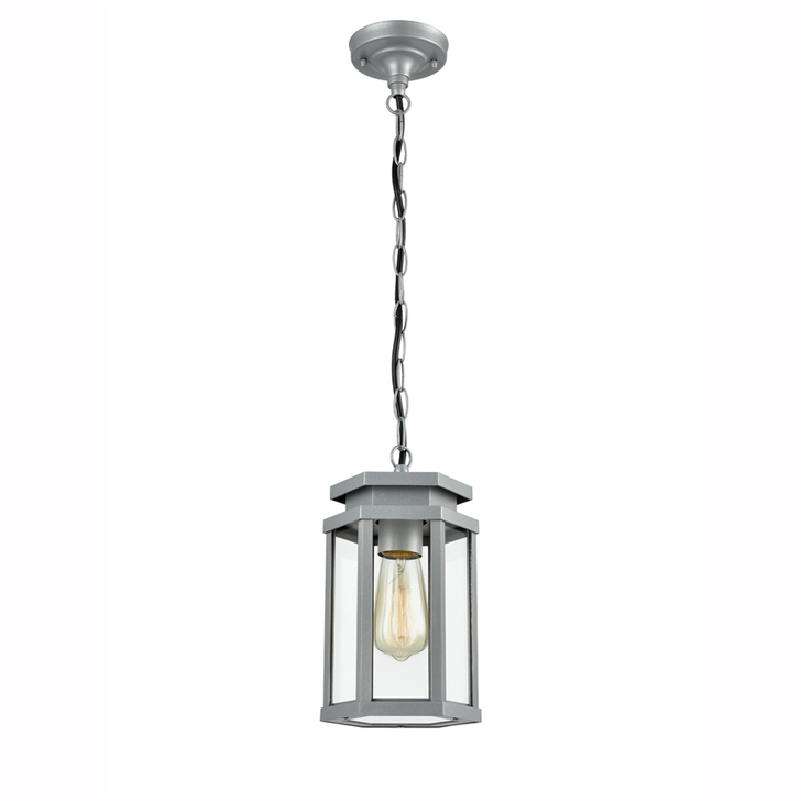 Franklite Alfresco Silver Grey Exterior Pendant Light Complete With Clear Glass - IP44