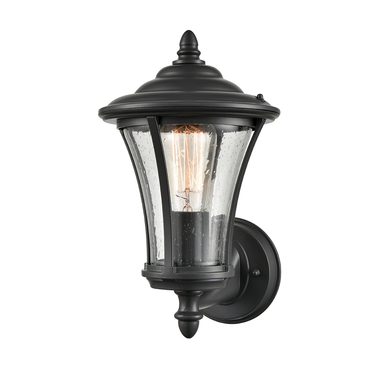 Franklite Alfresco Upward Facing Exterior Wall Light In Charcoal Finish Complete With Raindrop Effect Glass - IP44