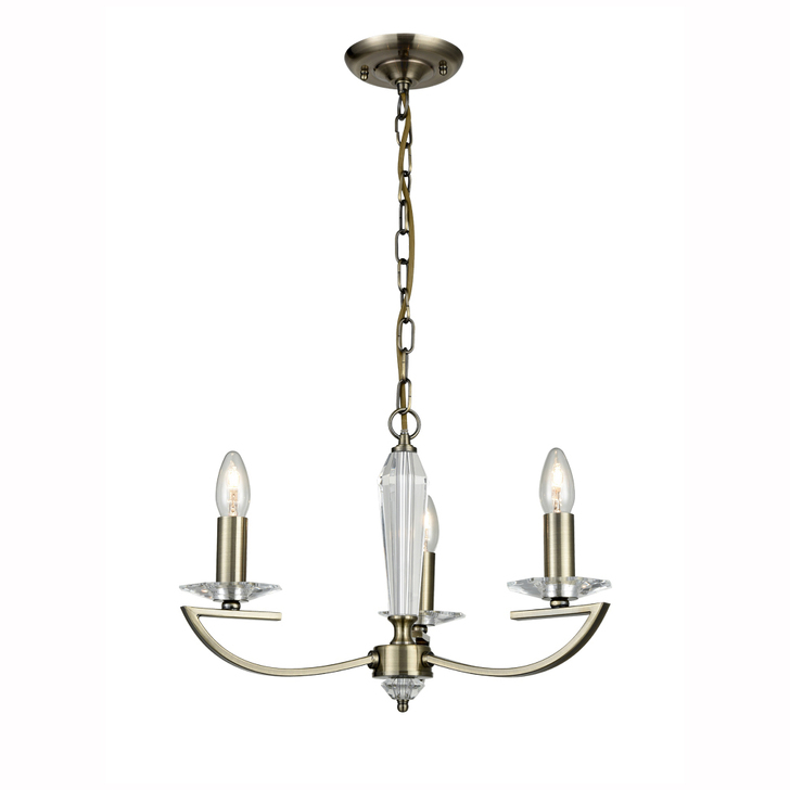 Franklite Artemis Bronze 3 Light Chandelier Complete With Crystal Sconces