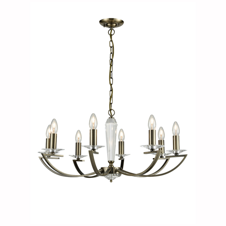 Franklite Artemis Bronze 8 Light Chandelier Complete With Crystal Sconces