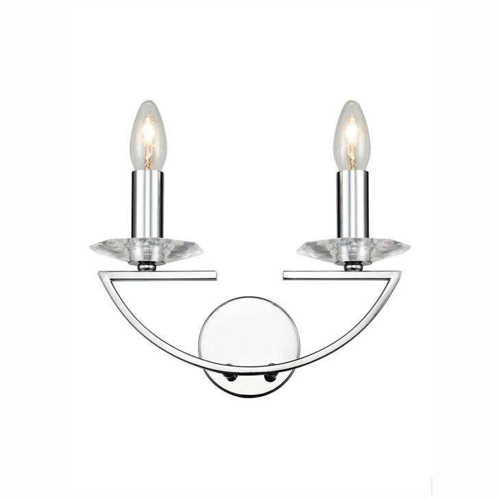 Franklite Artemis Polished Chrome Double Wall Light Complete With Crystal Sconces