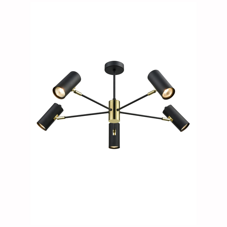 Franklite Aspect Black And Gold 5 Light Semi-Flush Spotlight