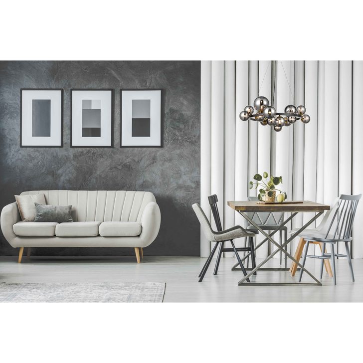 Franklite Atmosphere Matt Black Large 14 Round Pendant Light Complete With Round Smoke Glasses