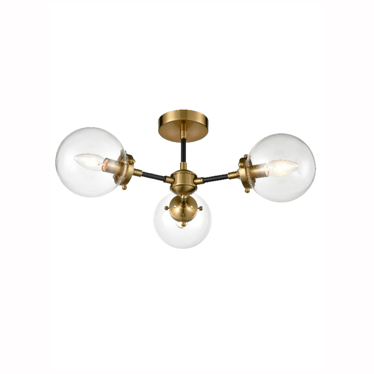 Franklite Attraction Antique Gold Finish 3 Light Flush Ceiling Light