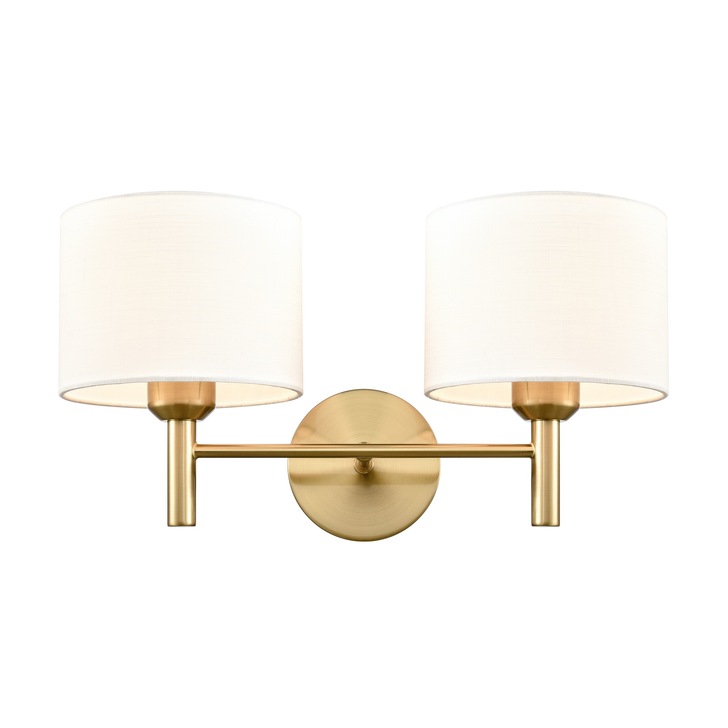 Franklite Barolo Double Wall Light In Aged Brass With Cream Fabric Shades