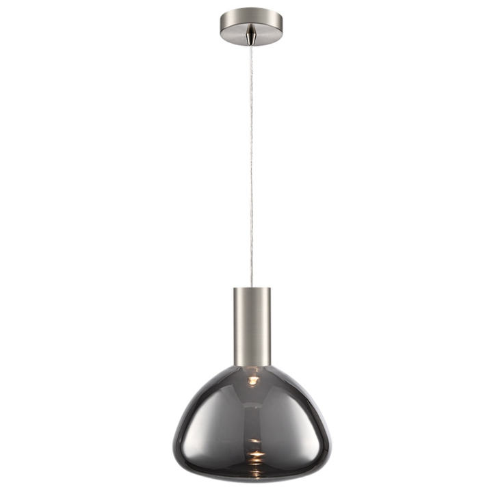 Franklite Beau Satin Nickel 1 Light Pendant Complete With Smoked Bowl Glass - Bespoke - Assemble On Site