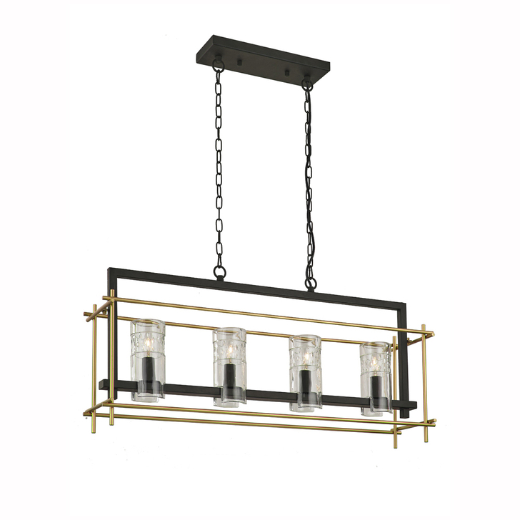 Franklite Bistro Matt Gold/Iron Finish 4 Light Island Pendant