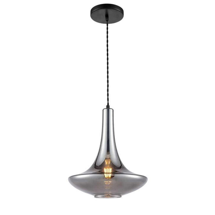 Franklite Bordeaux Smoked Glass Finish Single Pendant Light
