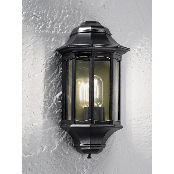 Franklite Boulevard Matt Black Exterior Flush Wall Lantern Complete With Smoke Panels