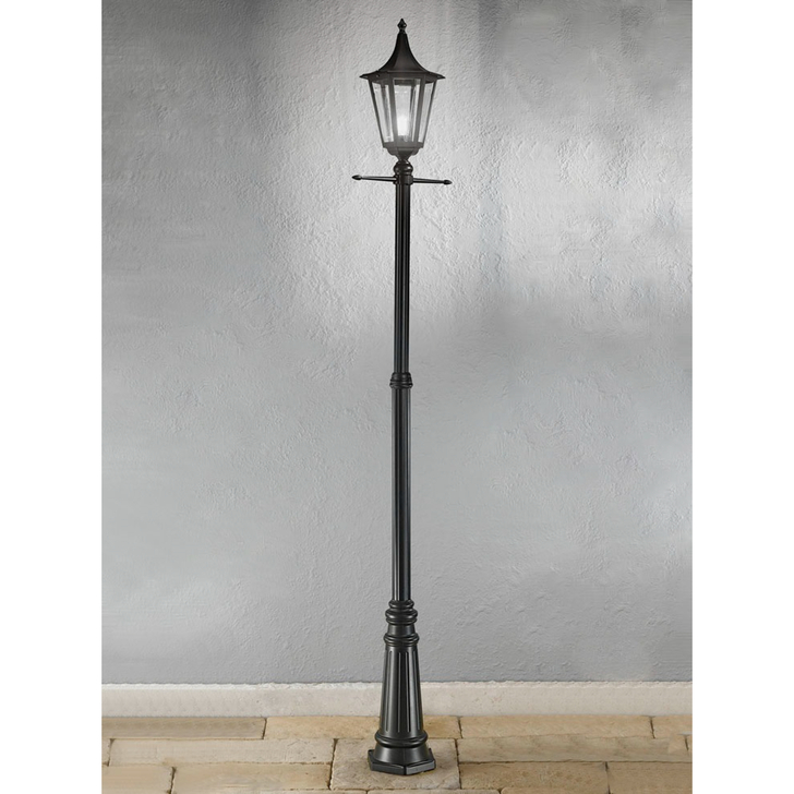 Franklite Boulevard Matt Black Exterior Lamp Post Complete With Smoke Panels