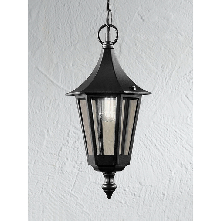 Franklite Boulevard Matt Black Exterior Pendant Light Complete With Smoke Panels