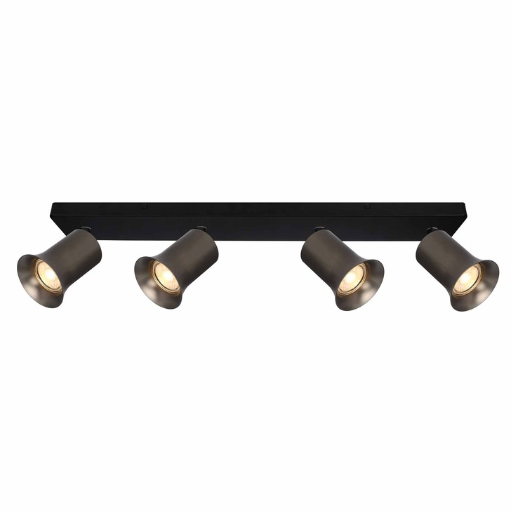 Franklite Broadway 4 Light Adjustable Spotlight In Matt Black With Bronze Spot Heads