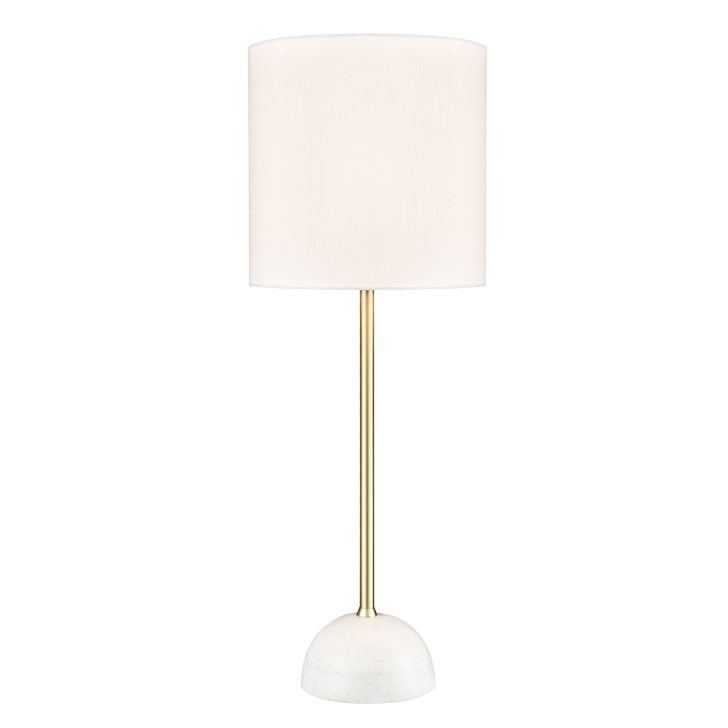 Franklite Brooke Satin Brass Table Lamp Complete WIth A White Marble Base And In-Line Dimmer Switch