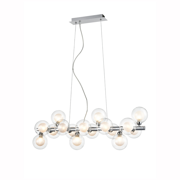 Franklite Bubble Polished Chrome 16 Light Island Pendant Complete With Clear/Frosted Glasses