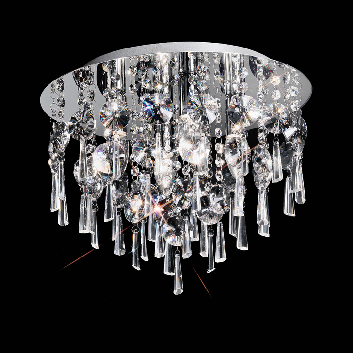 Franklite CF5719 400mm Polished Chrome 4 Light Flush Crystal Ceiling Light - IP44