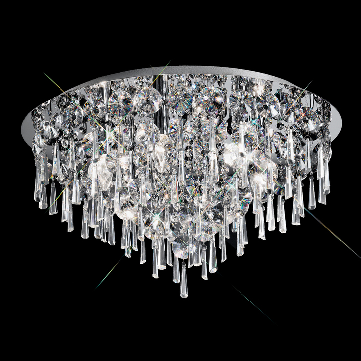 Franklite CF5720 500mm Polished Chrome 6 Light Flush Crystal Ceiling Light - IP44